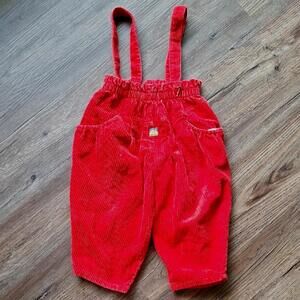 Vintage Country Life By Jean Bourget Red Corduroy Overalls Size 18m
